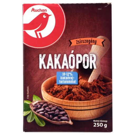 Kakaópor Zsírszegény Auchan 250 g/papírdoboz